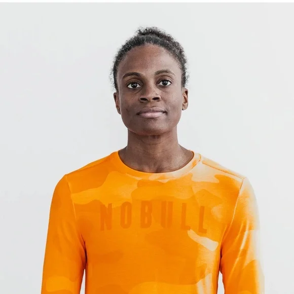 NOBULL Orange Fitted Long Sleeve T-Shirt - Picture 3 of 5